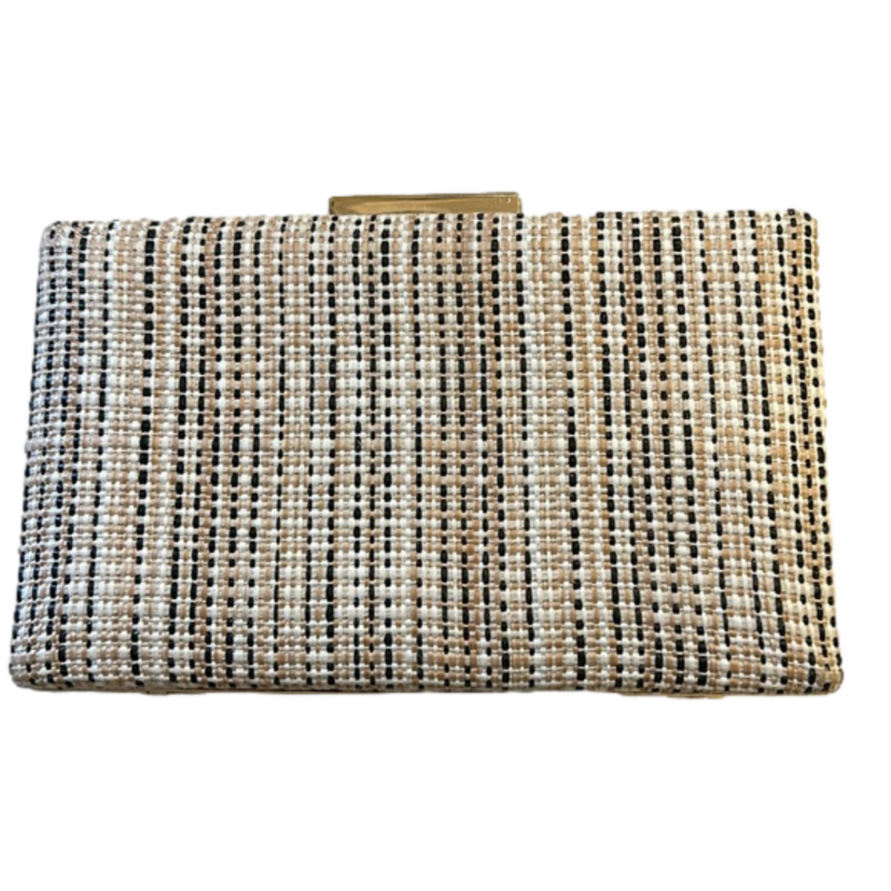 Urban Outfitters Woven Beige and Black Evening Clutch